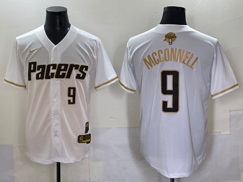 Men 2025 Indiana Pacers #9 Mcconnell White Joint Name NBA Jersey style 1->indiana pacers->NBA Jersey